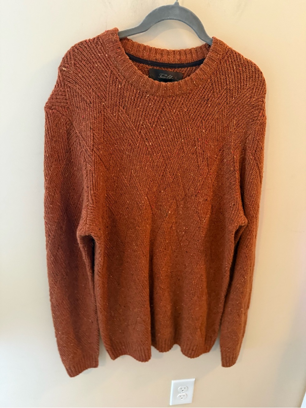 Tasso Elba wool alpaca blend rust orange crewneck sweater size L NWT
